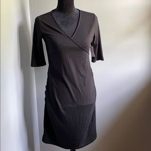 Black Faux-Wrap Maternity Dress